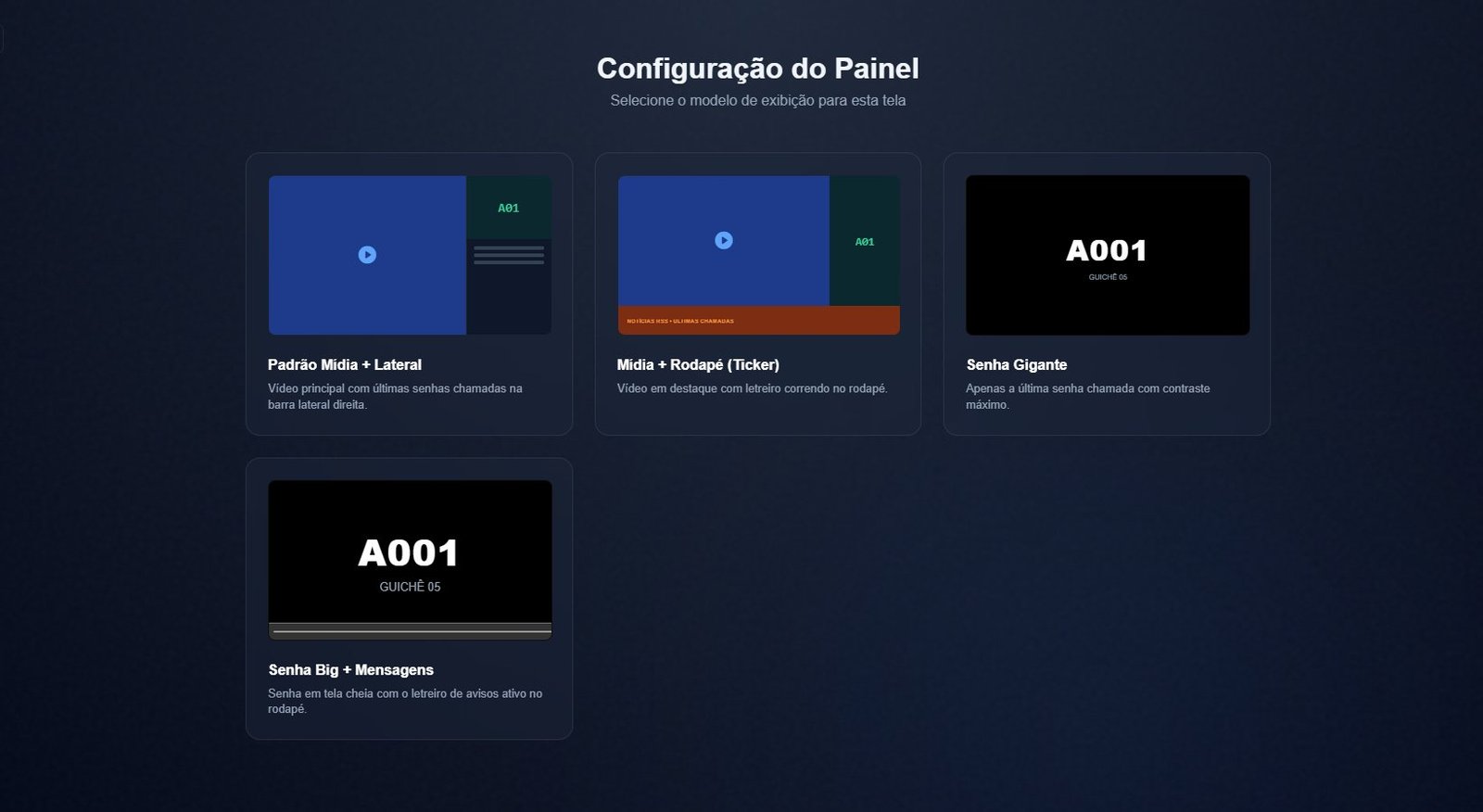 Painel de chamada na TV - senha chamada